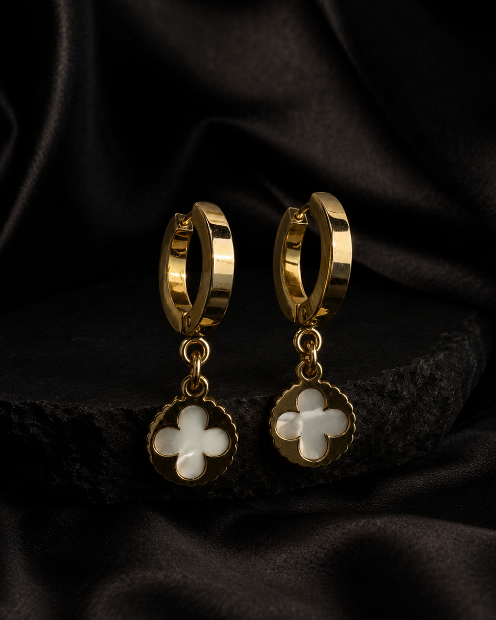 Clover Blossom Gold Huggie Earrings