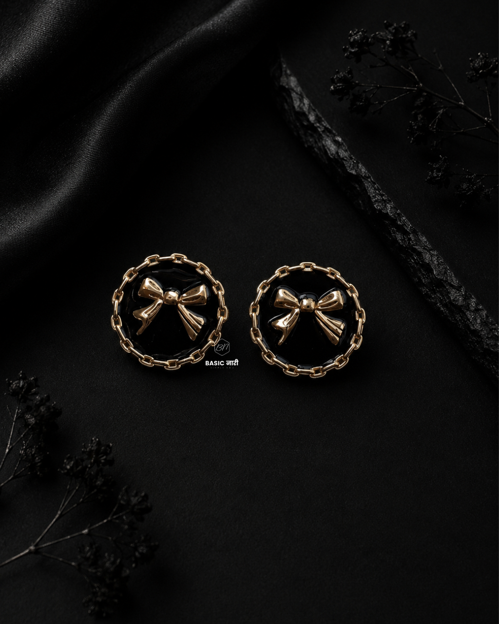 The Midnight Bow Chain Studs