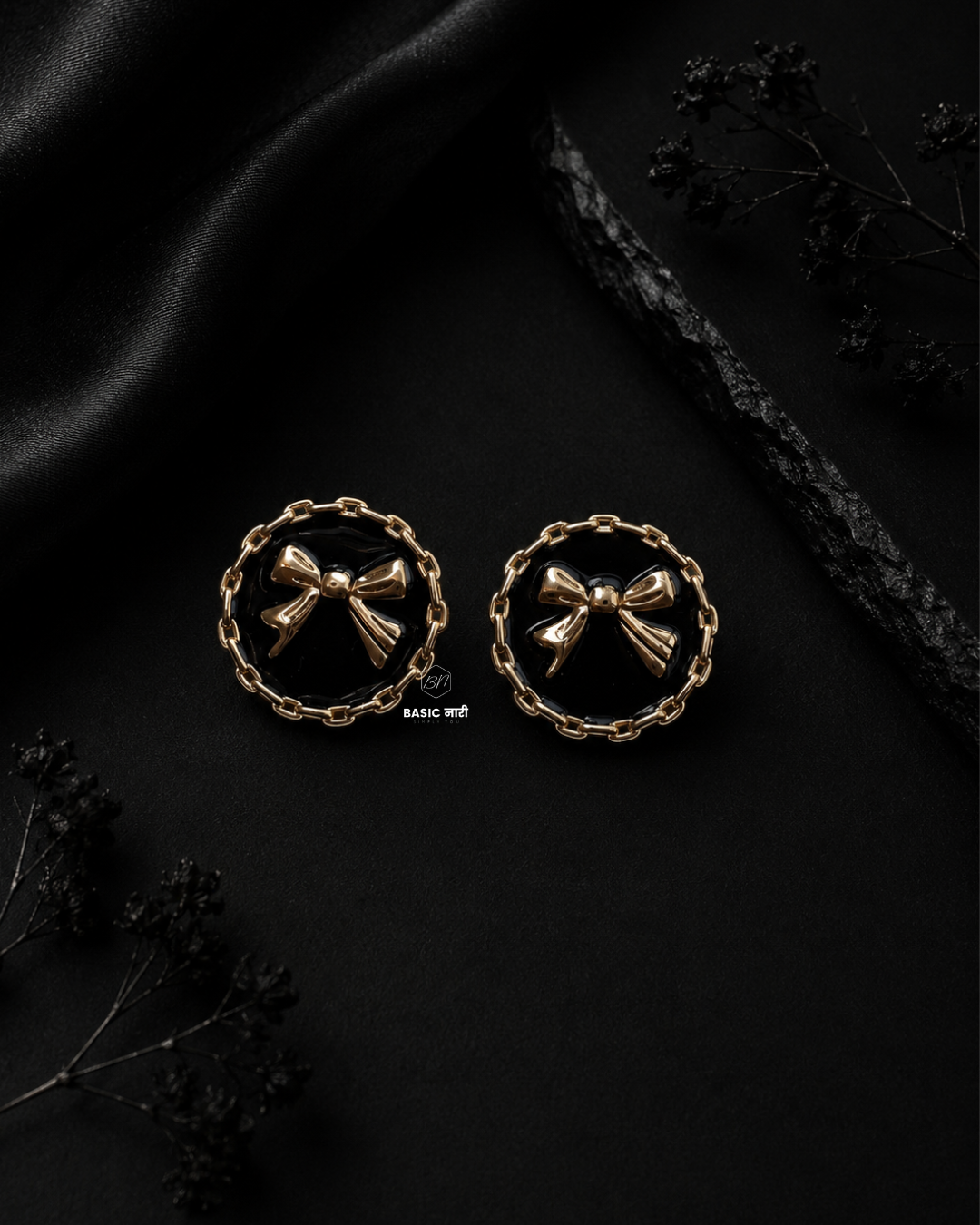 The Midnight Bow Chain Studs