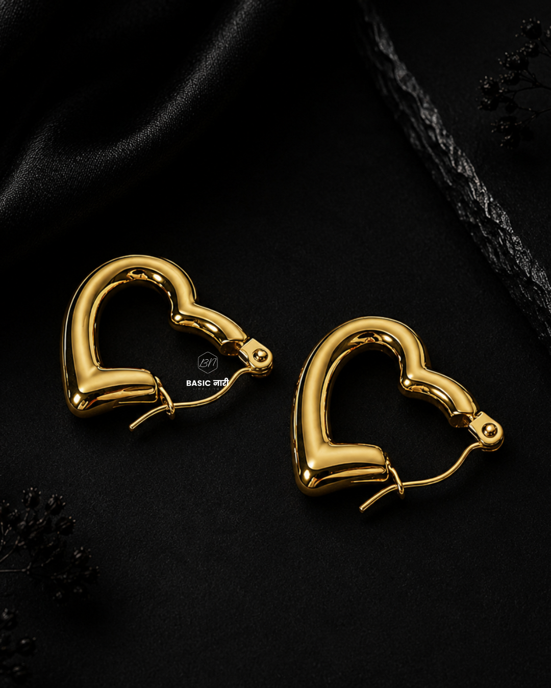 The Amour Chunky Heart Hoops