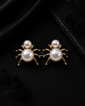 Golden Pearl Spider Studs