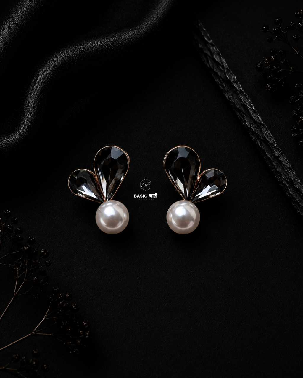 The Midnight Bloom Pearl Studs