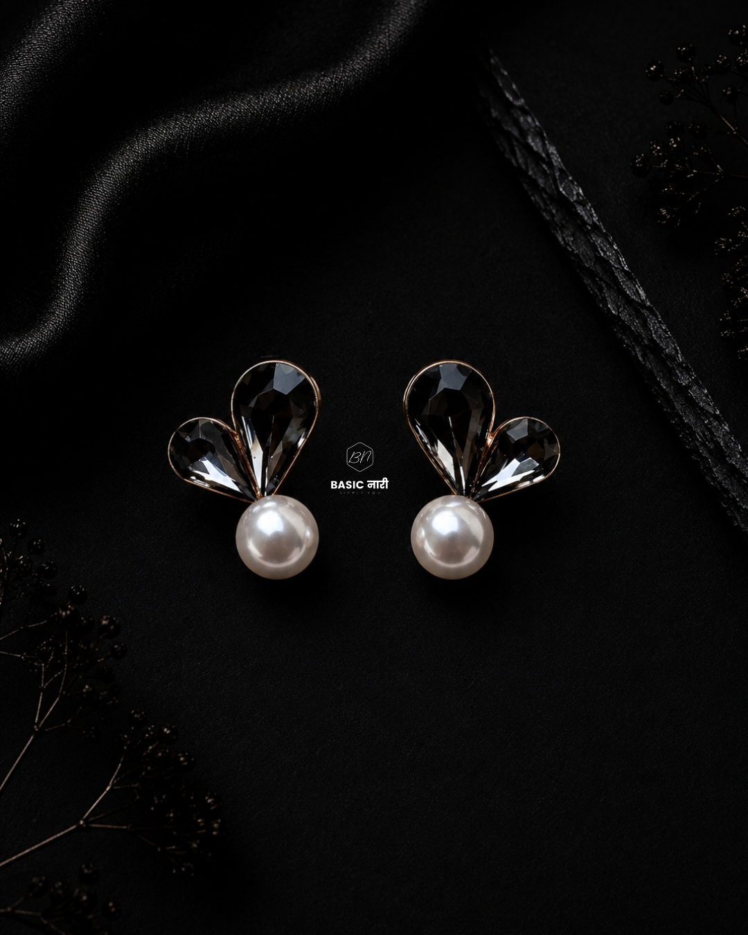 The Midnight Bloom Pearl Studs