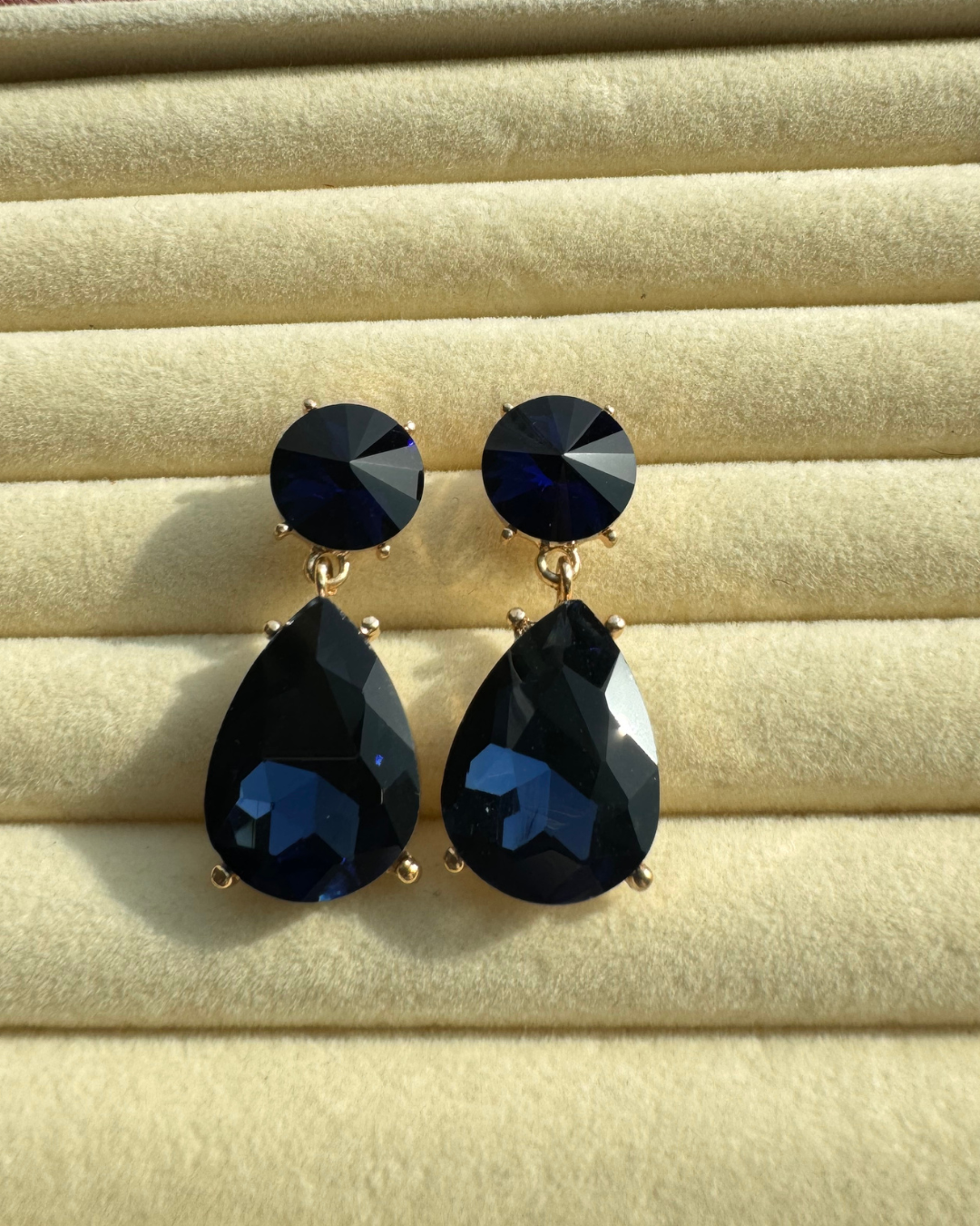 Midnight Sapphire Teardrop Crystal Earrings