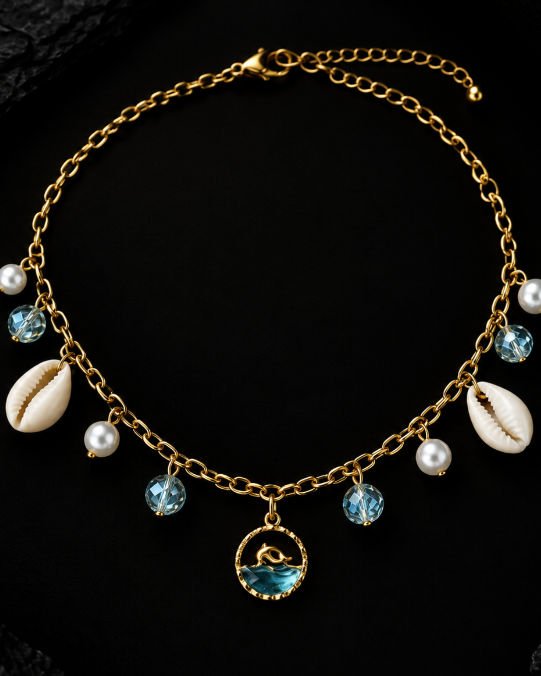 Gold Ocean Charm Necklace
