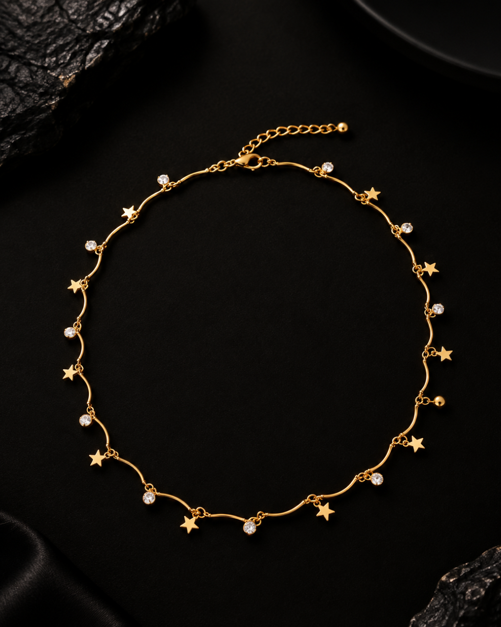 Golden Star & Crystal Chain Neckpiece