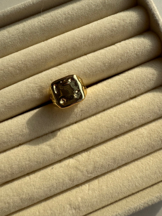 Textured Rectangular Plate Ring