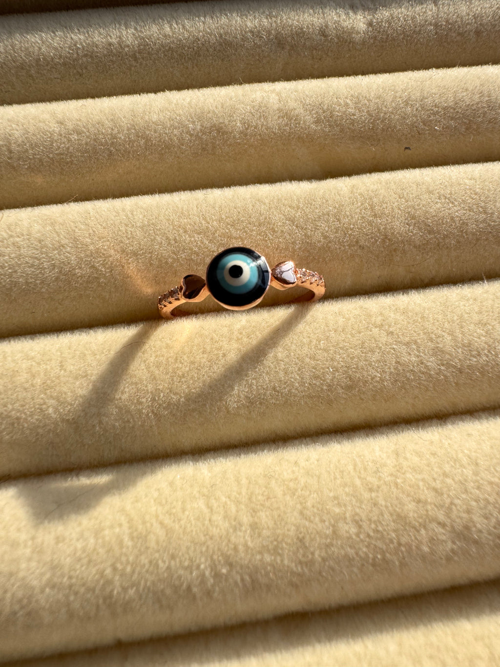 Rose Gold Heart Evil Eye Ring