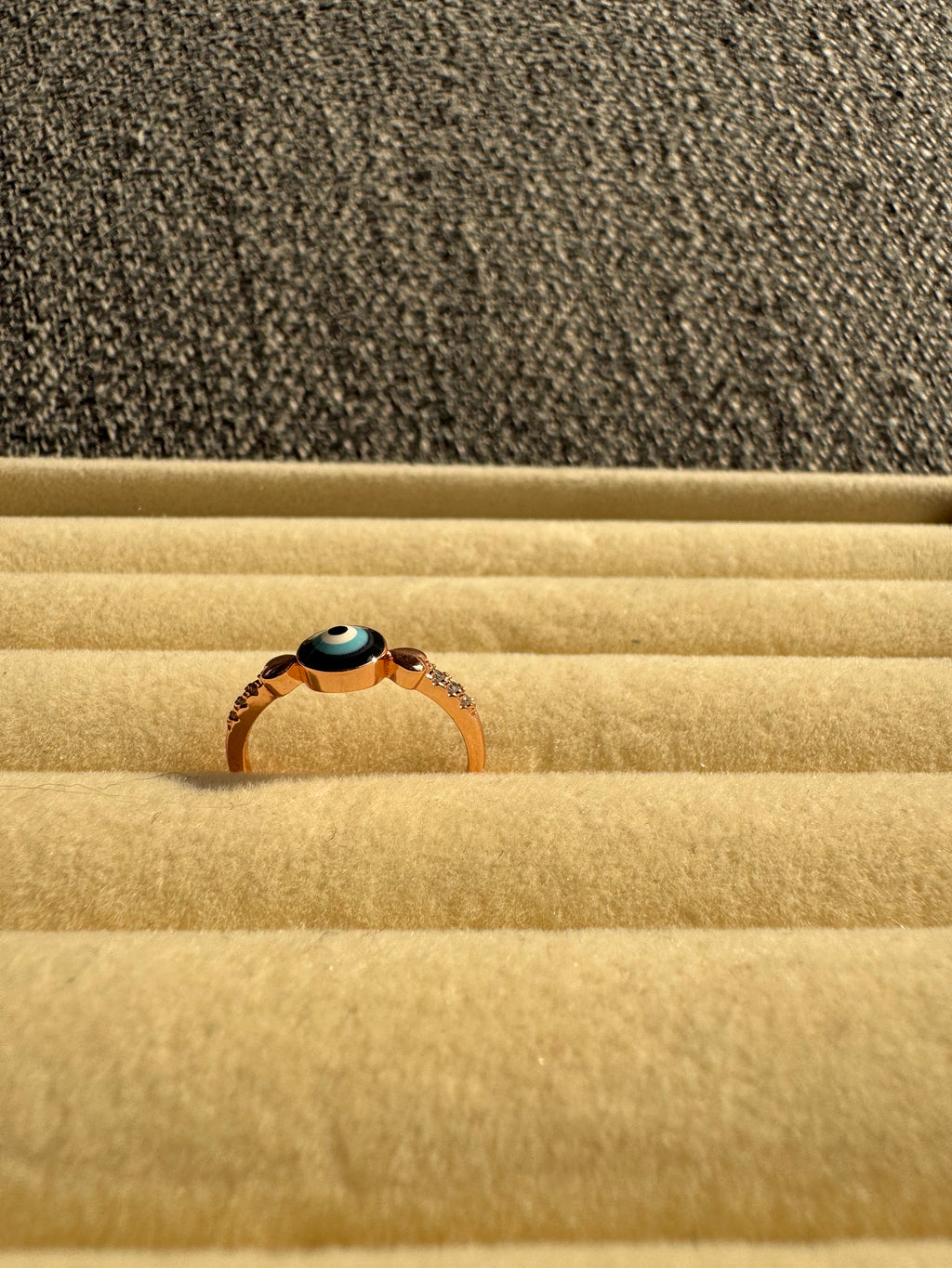 Rose Gold Heart Evil Eye Ring