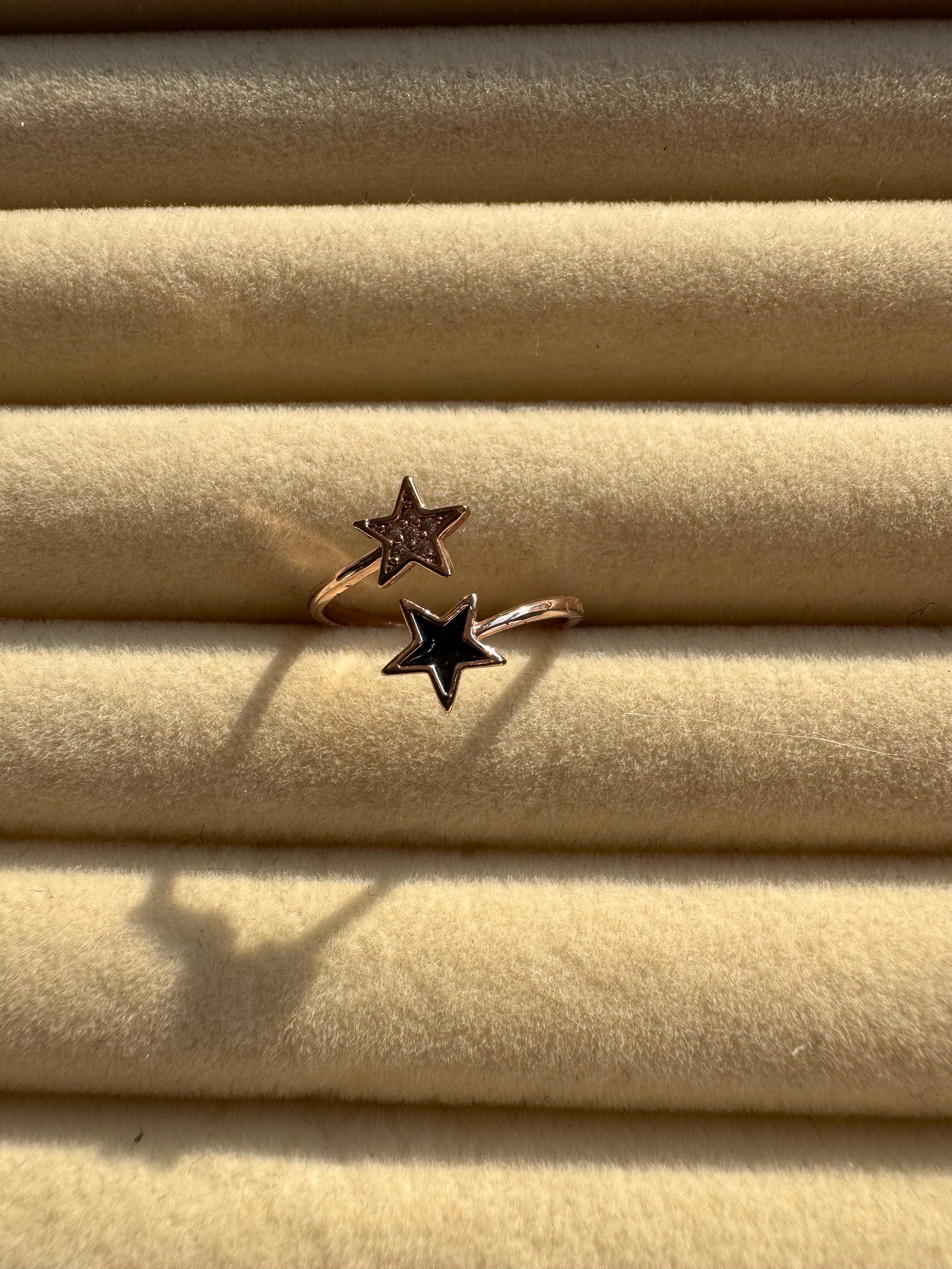 Rose Gold Dual Star Open Ring