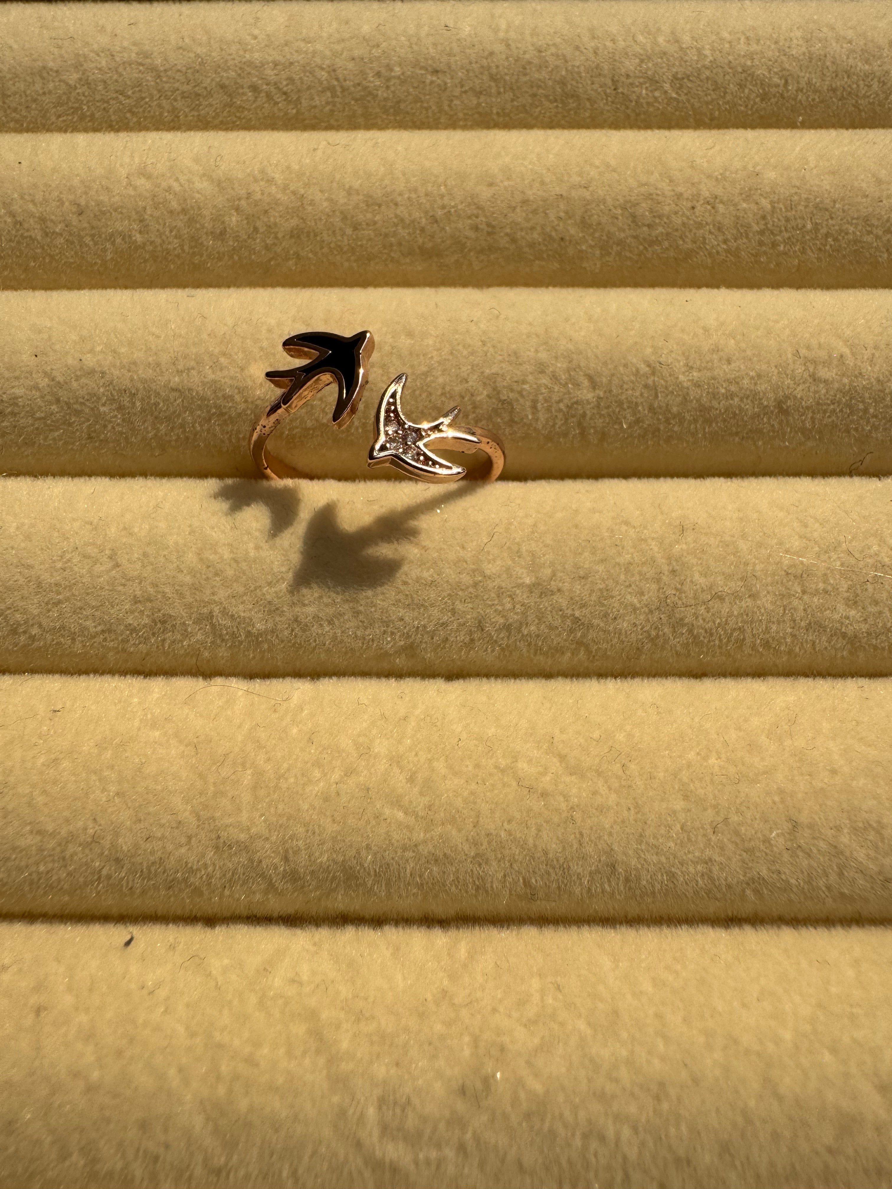 Rose Gold Dual Swallow Open Ring