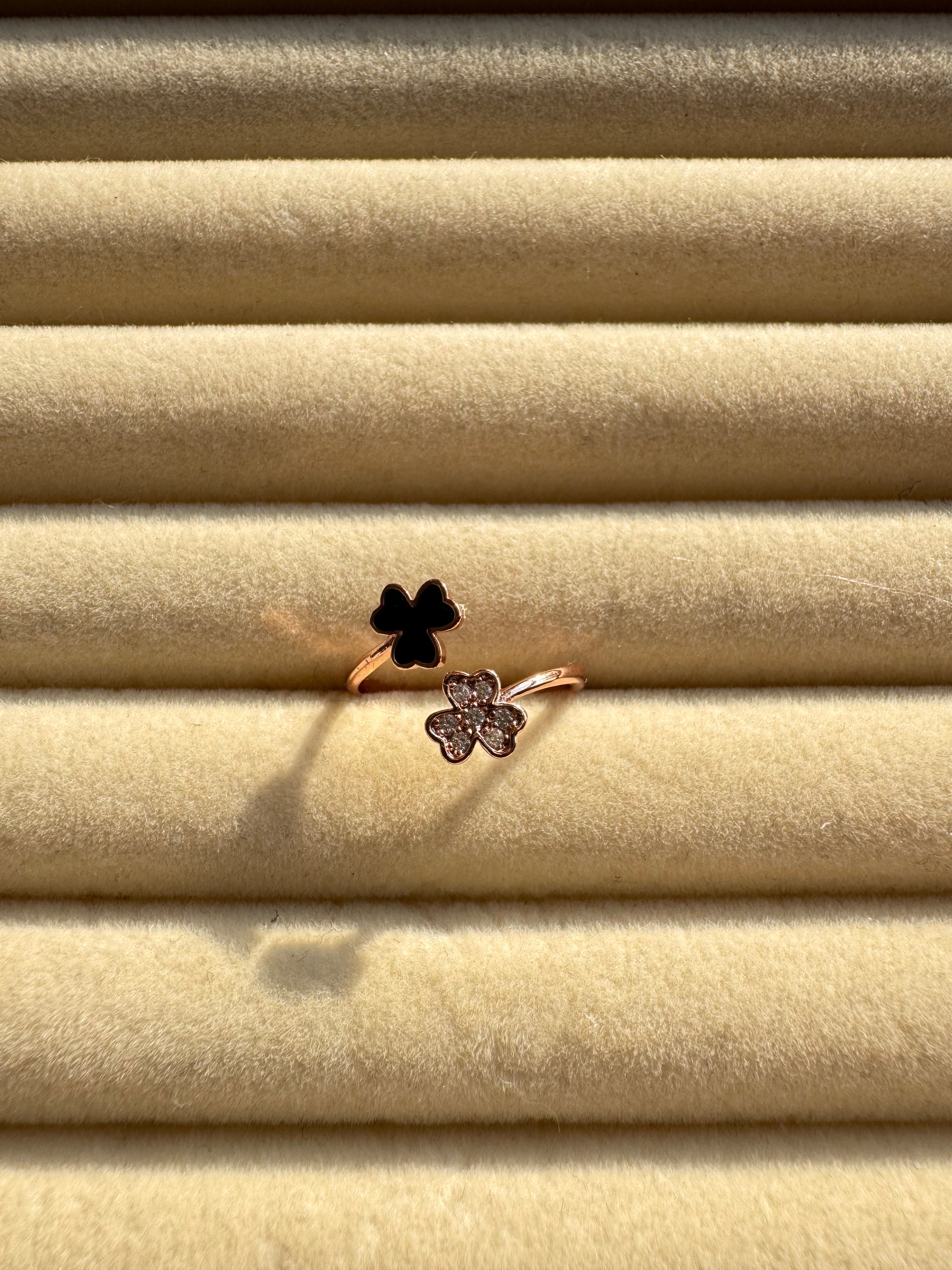 Rose Gold Dual Clover Open Ring