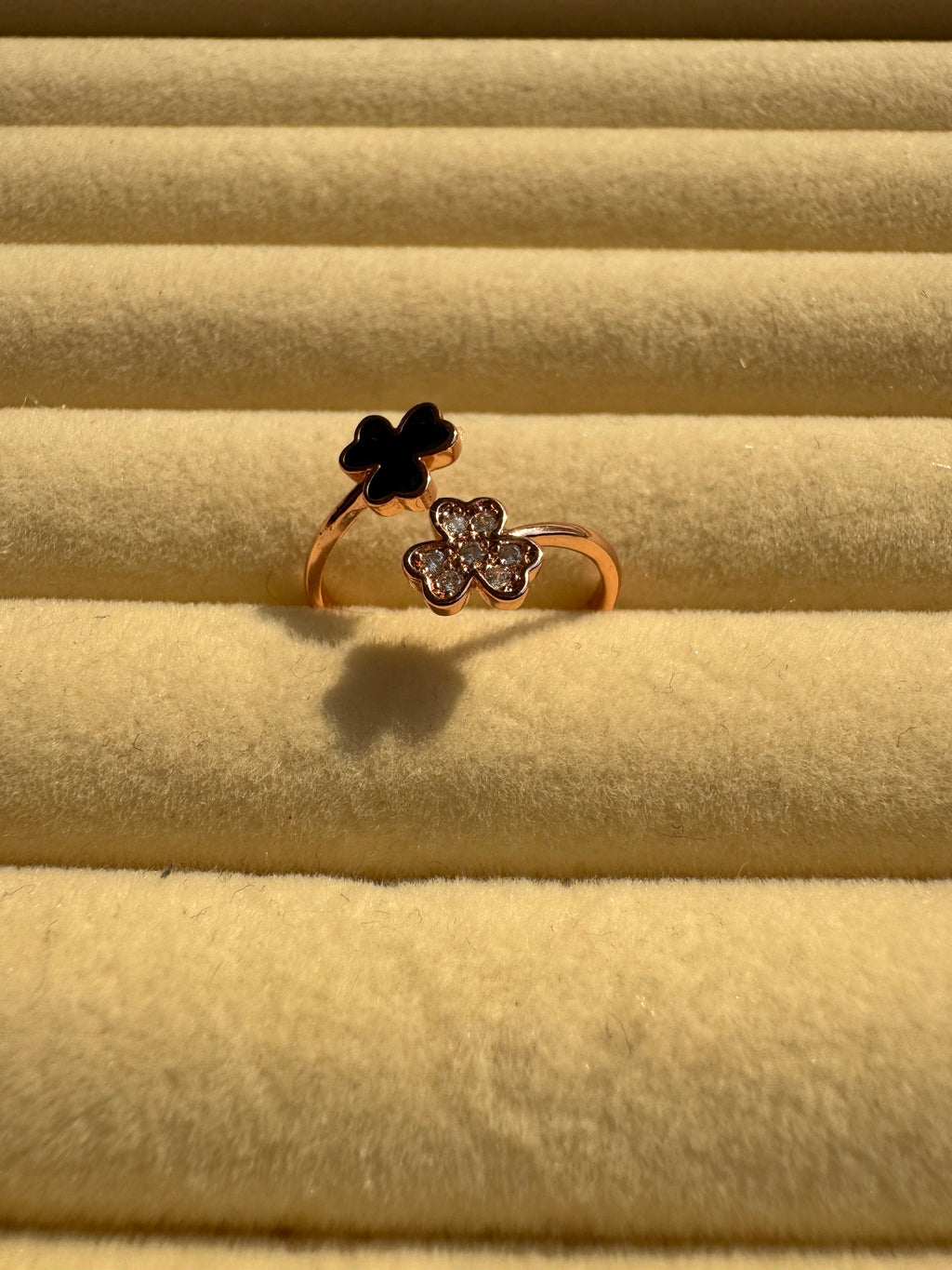 Rose Gold Dual Clover Open Ring