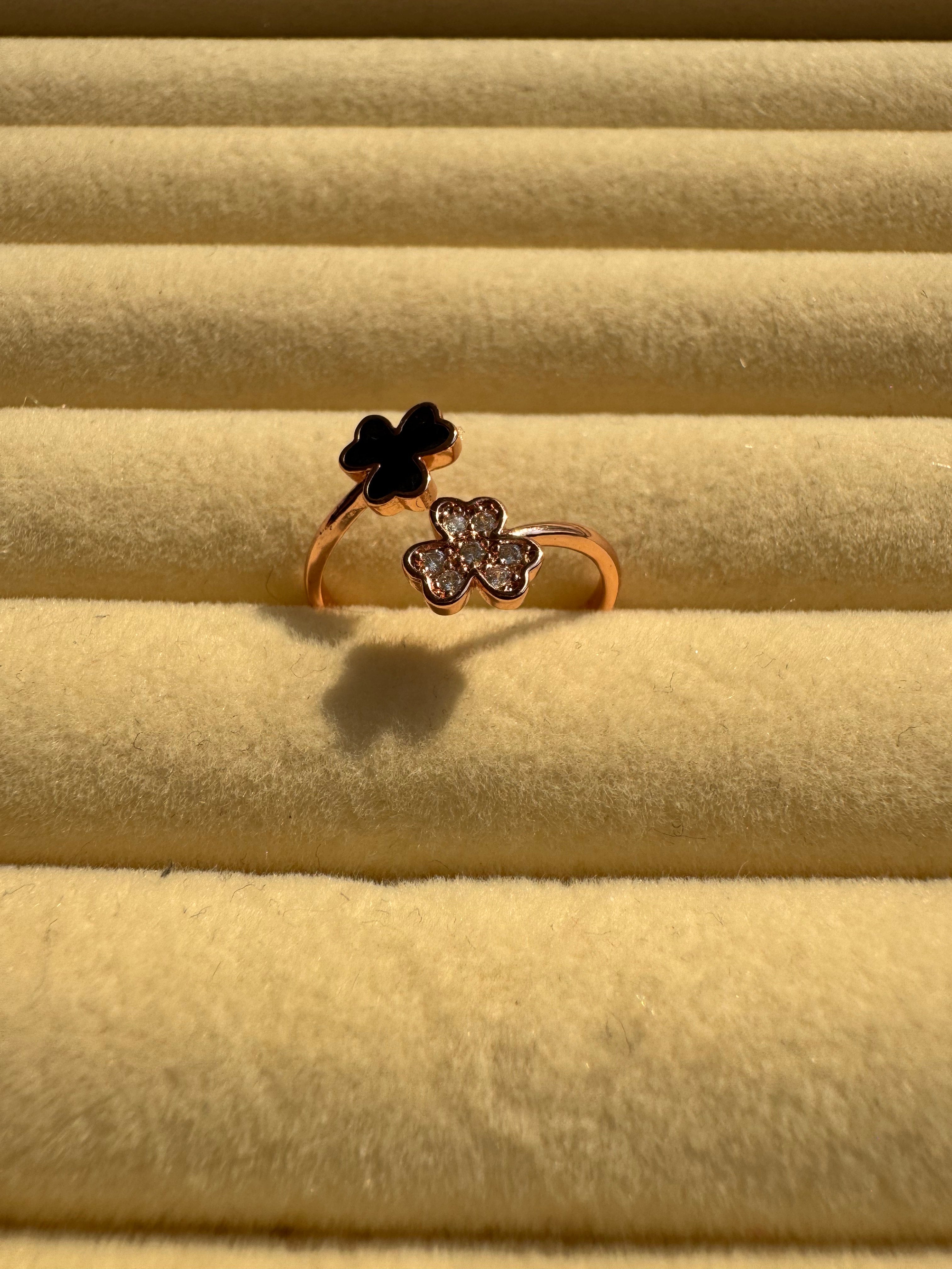 Rose Gold Dual Clover Open Ring