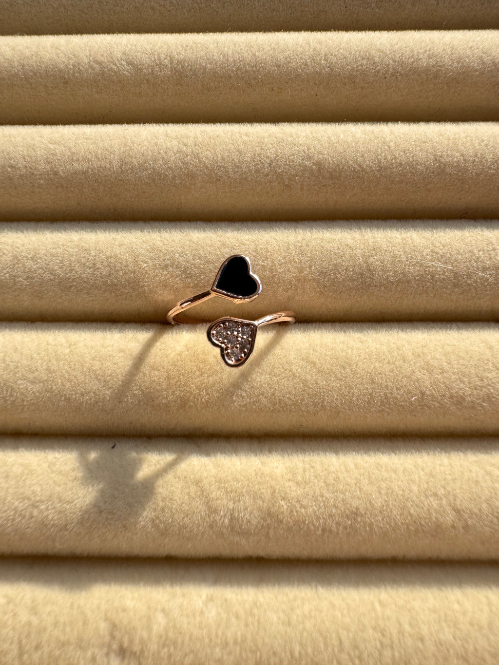 Rose Gold Smooth Dual Heart Open Ring