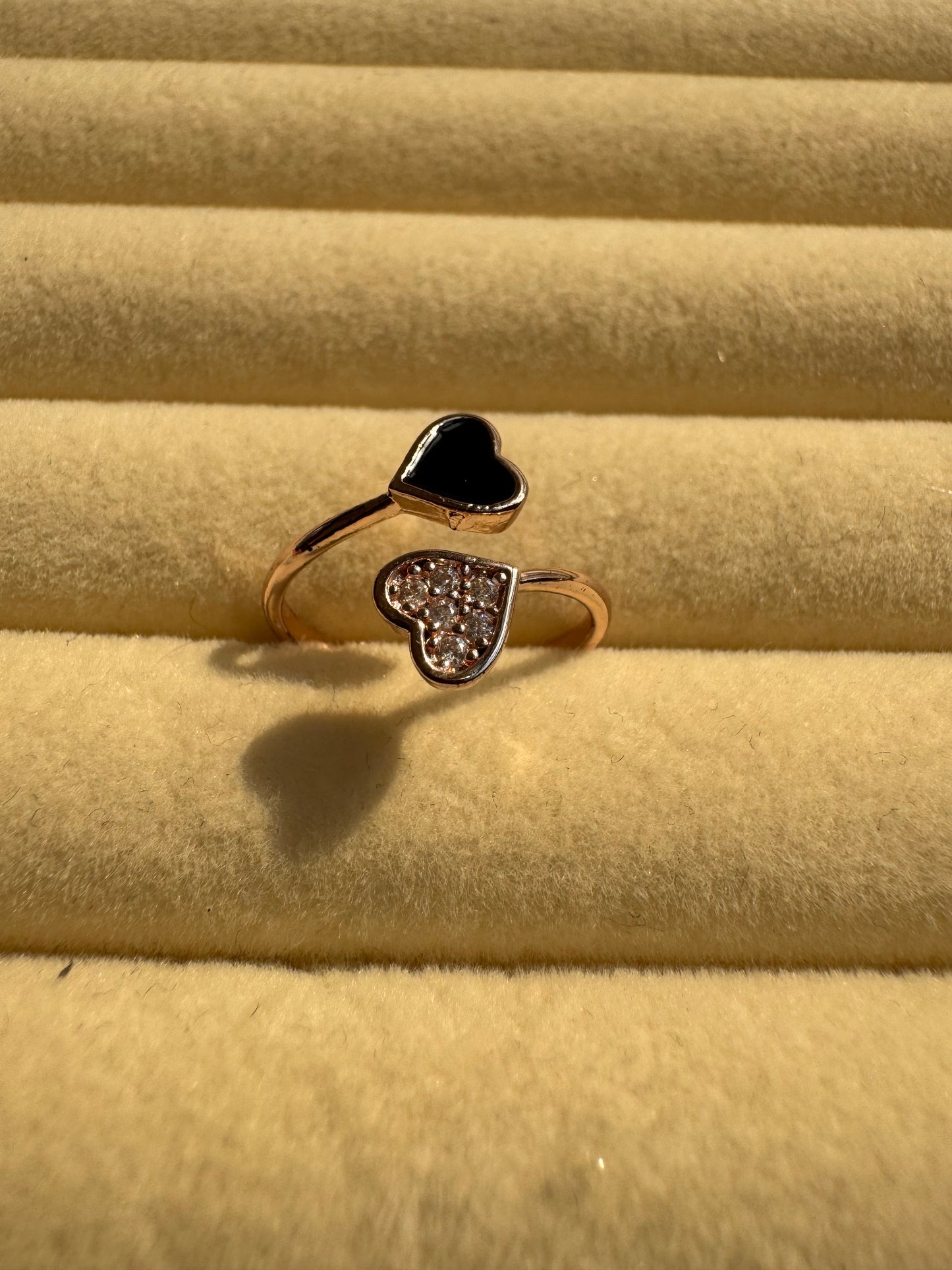 Rose Gold-Tone Dual Heart Open Ring - 1