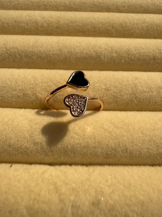 Rose Gold-Tone Dual Heart Open Ring - 1