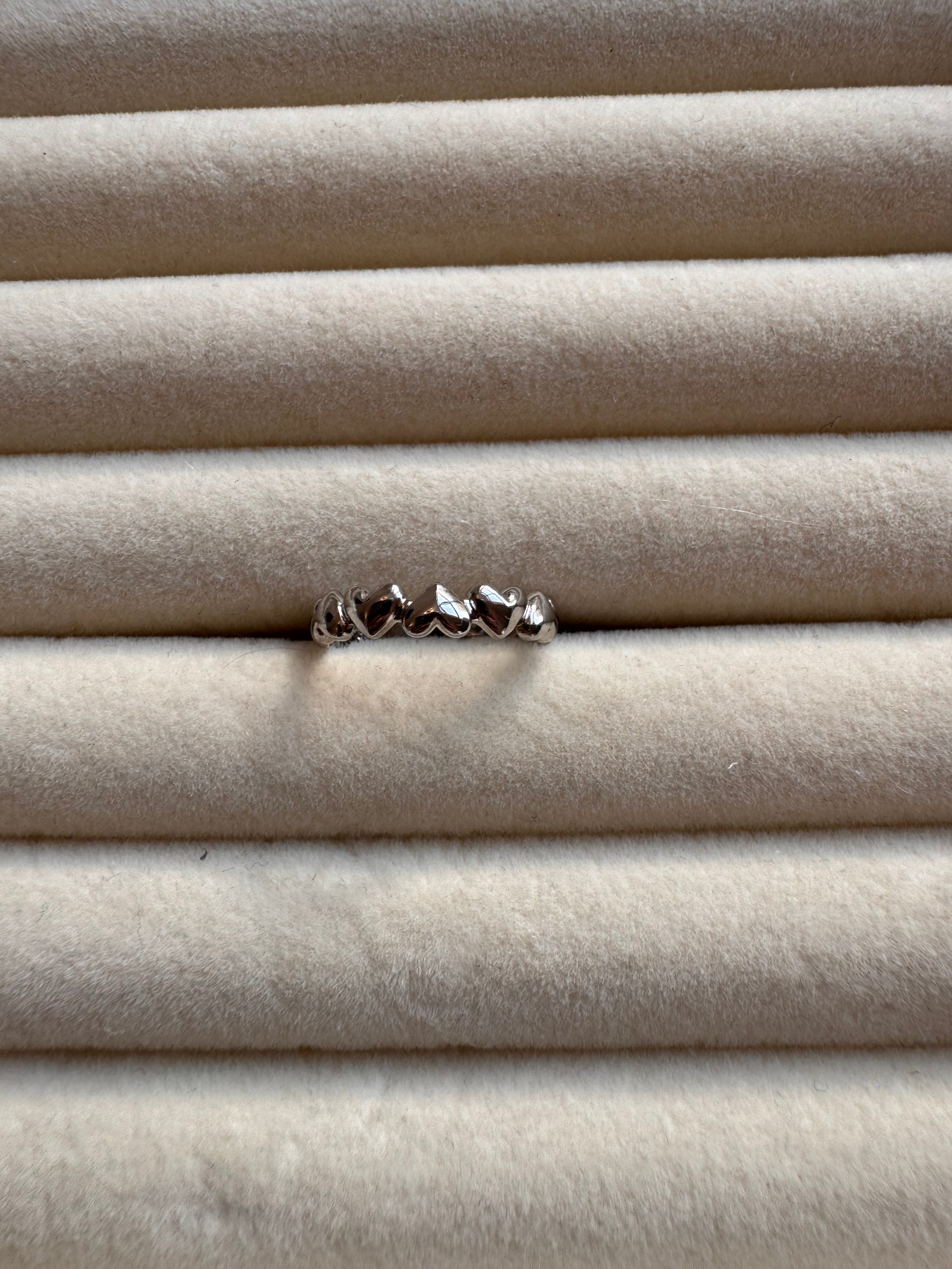 Silver Puffed Heart Band Ring