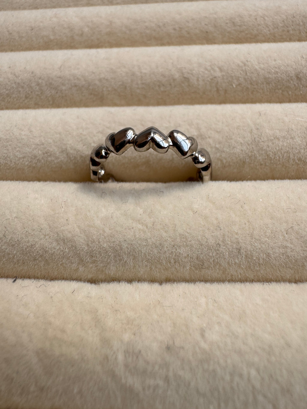 Silver Puffed Heart Band Ring