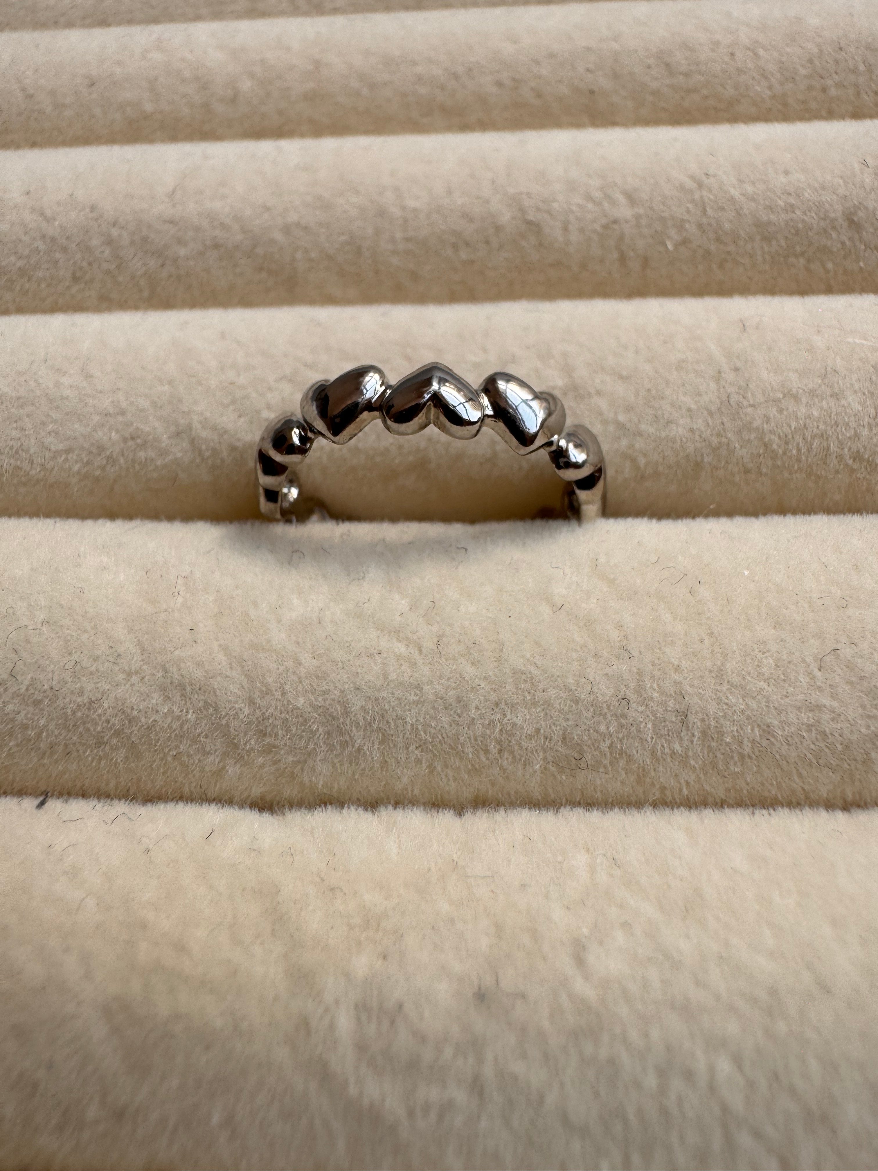 Silver Puffed Heart Band Ring