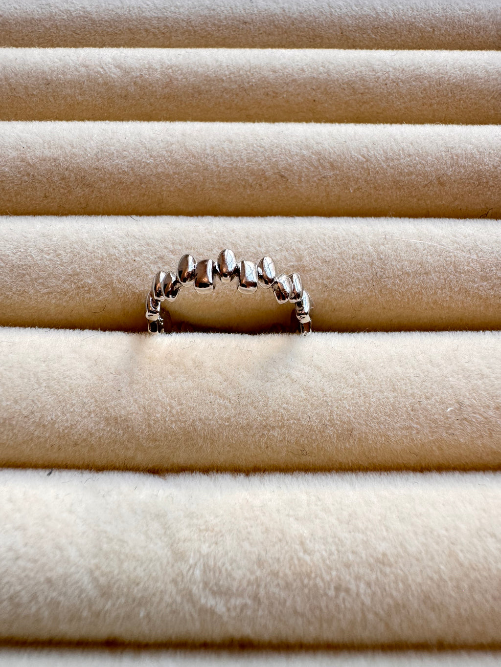 Silver Crown Pebble Band Ring