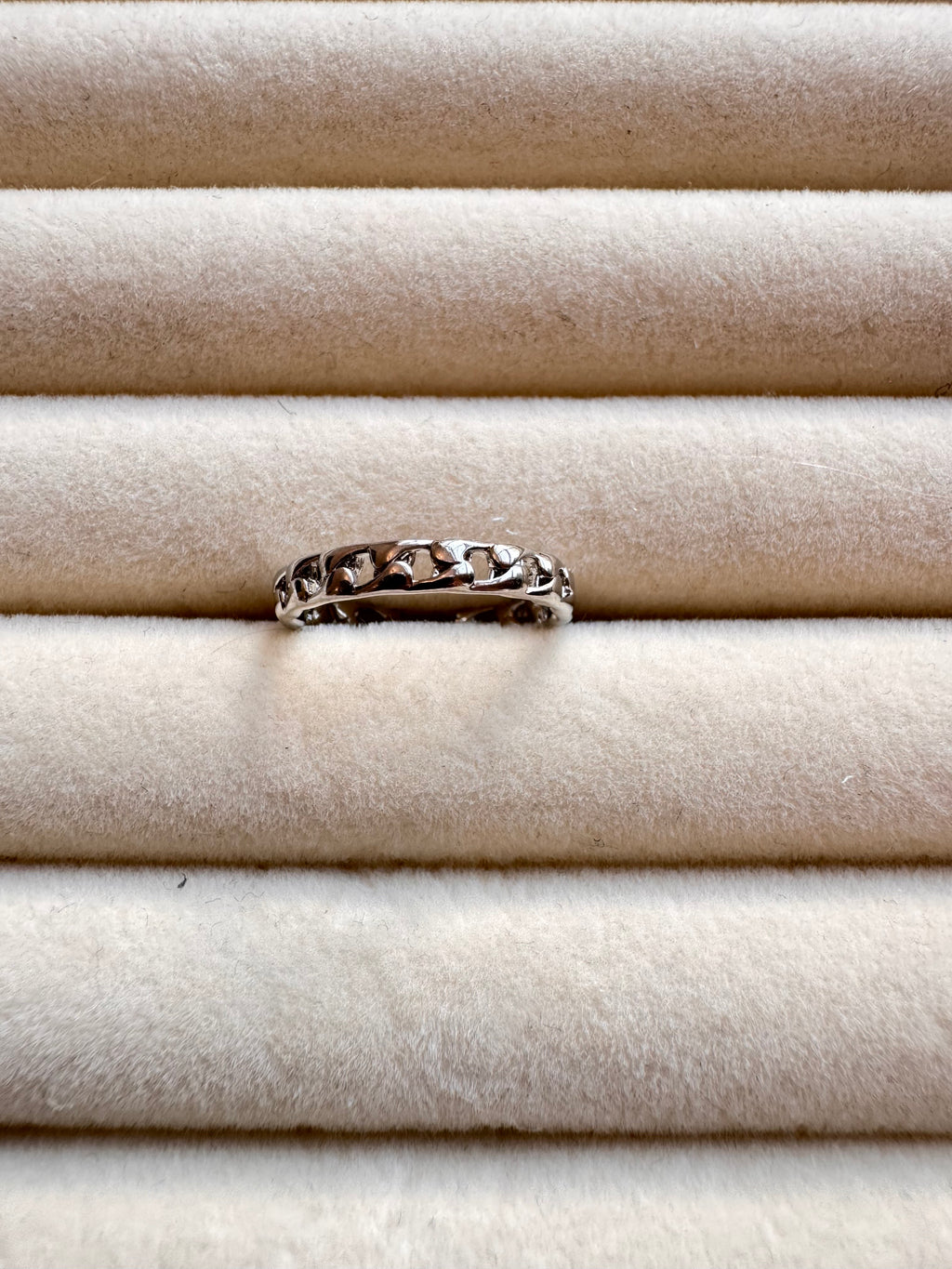 Silver Curb Chain Band Ring