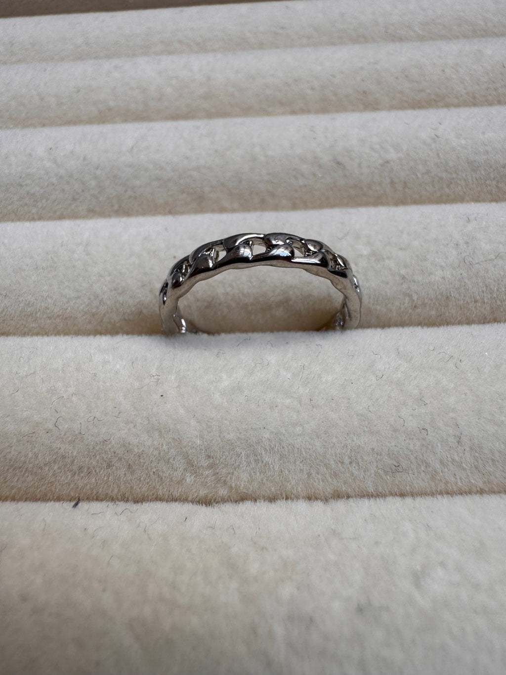 Silver Curb Chain Band Ring