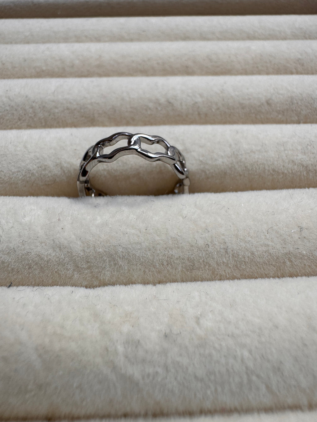Silver Openwork Heart Band Ring