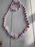The Glitter Heart Pastel Handmade Necklace & Bracelet Set