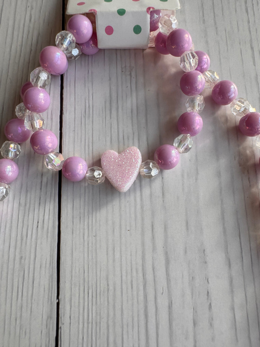The Glitter Heart Pastel Handmade Necklace & Bracelet Set