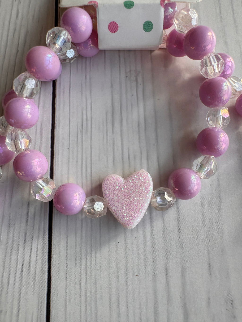 The Glitter Heart Pastel Handmade Necklace & Bracelet Set