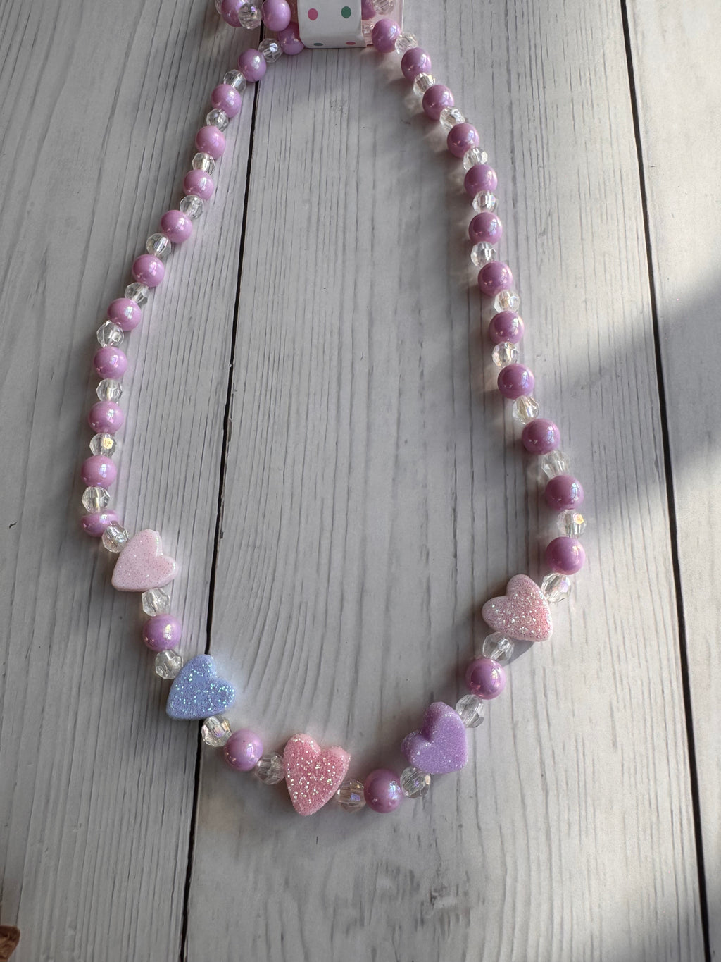 The Glitter Heart Pastel Handmade Necklace & Bracelet Set
