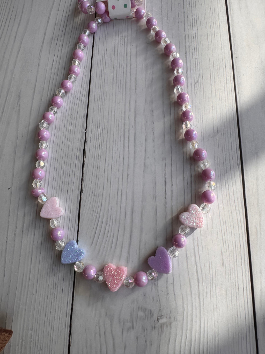 The Glitter Heart Pastel Handmade Necklace & Bracelet Set