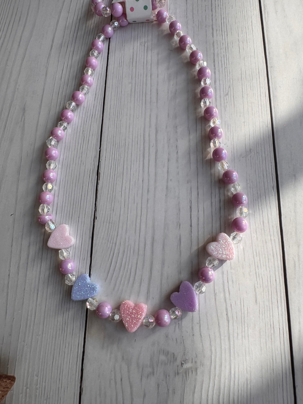The Glitter Heart Pastel Handmade Necklace & Bracelet Set