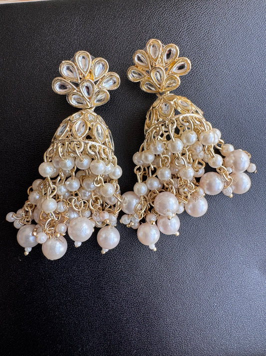 The Apsara Kundan & Pearl Cascade Jhumkas