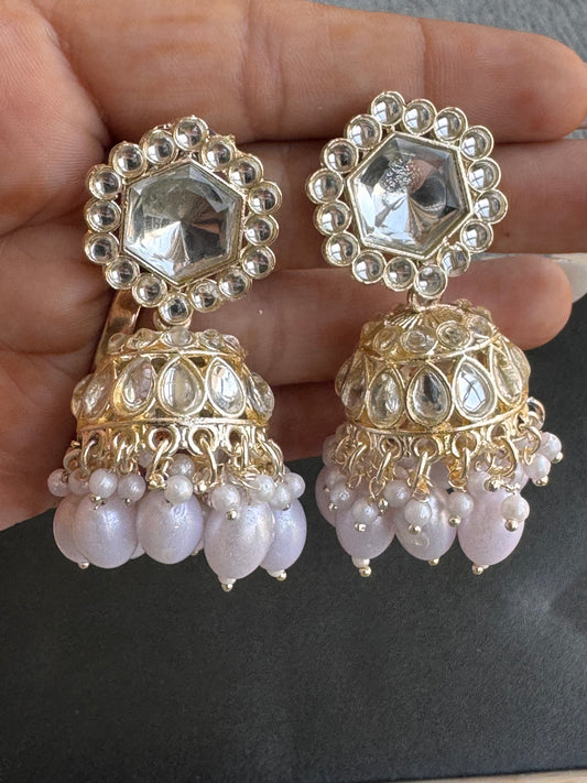 The Gulab Kundan & White Jhumkas