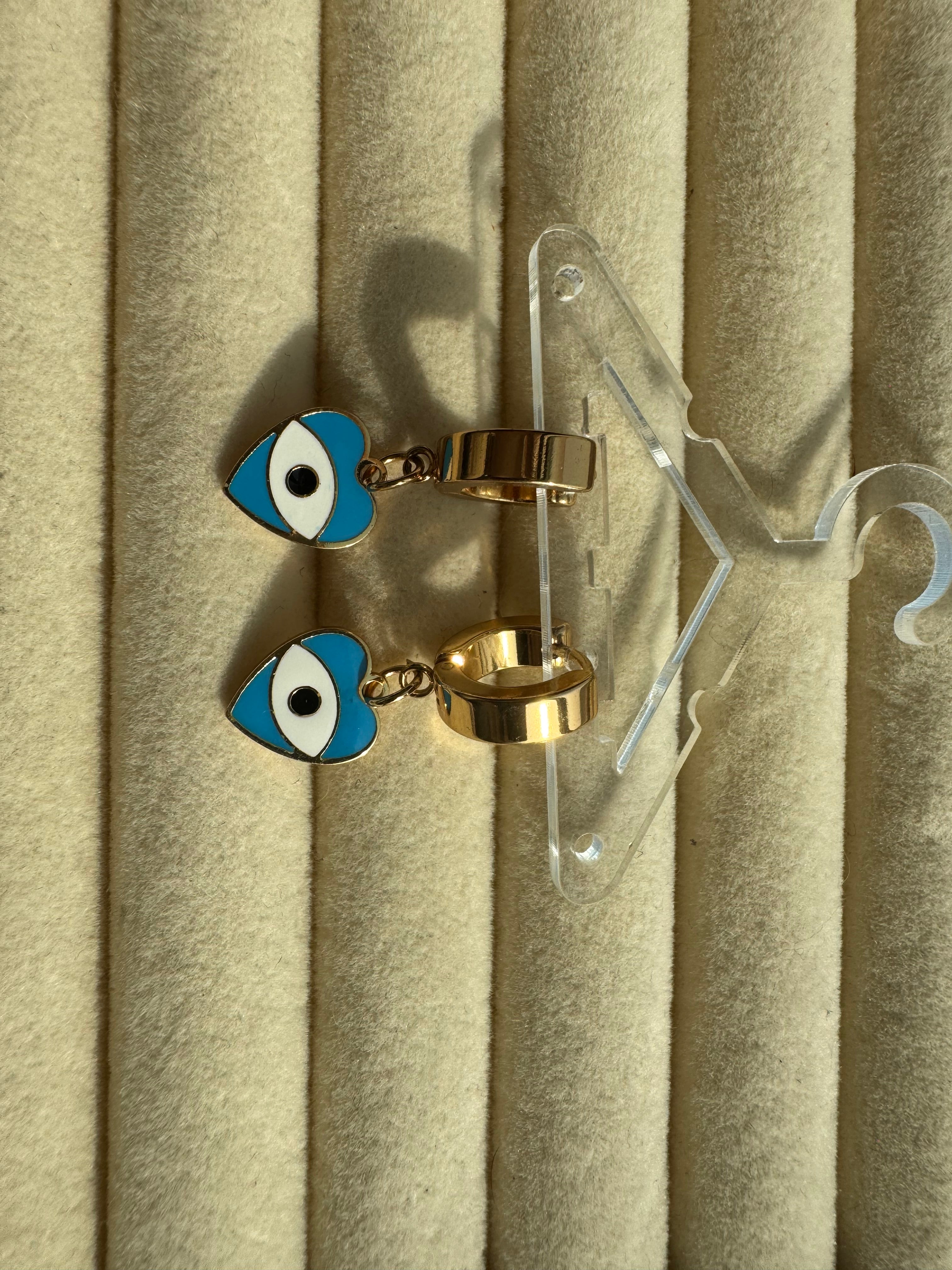 Amulet of Love Evil Eye Huggie Earrings