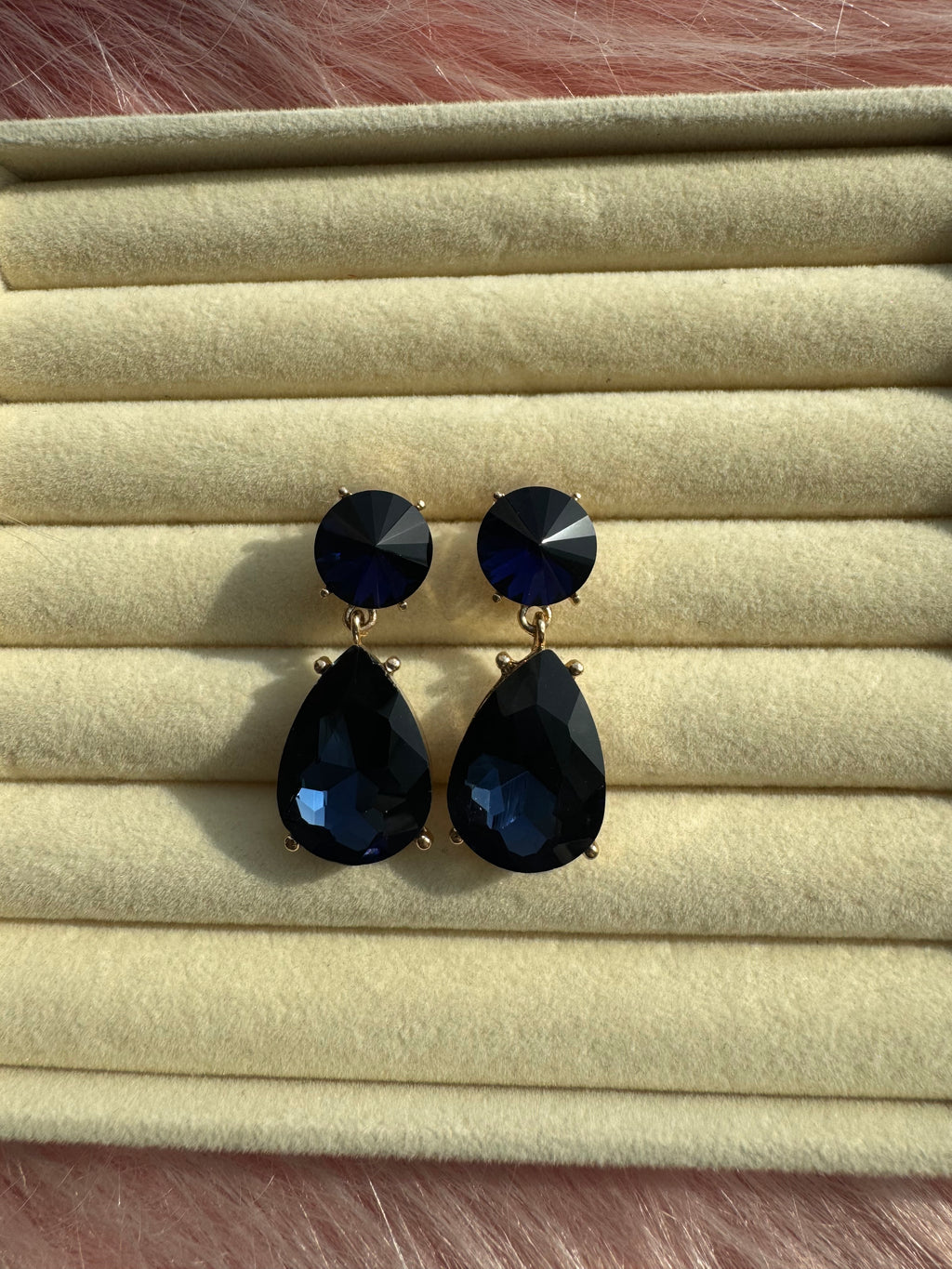 Midnight Sapphire Teardrop Crystal Earrings