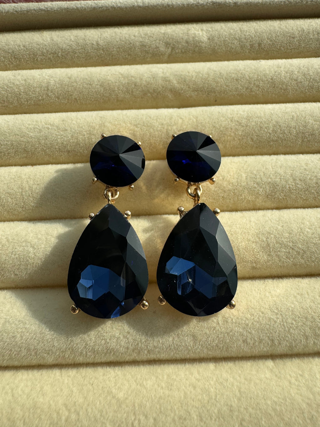 Midnight Sapphire Teardrop Crystal Earrings