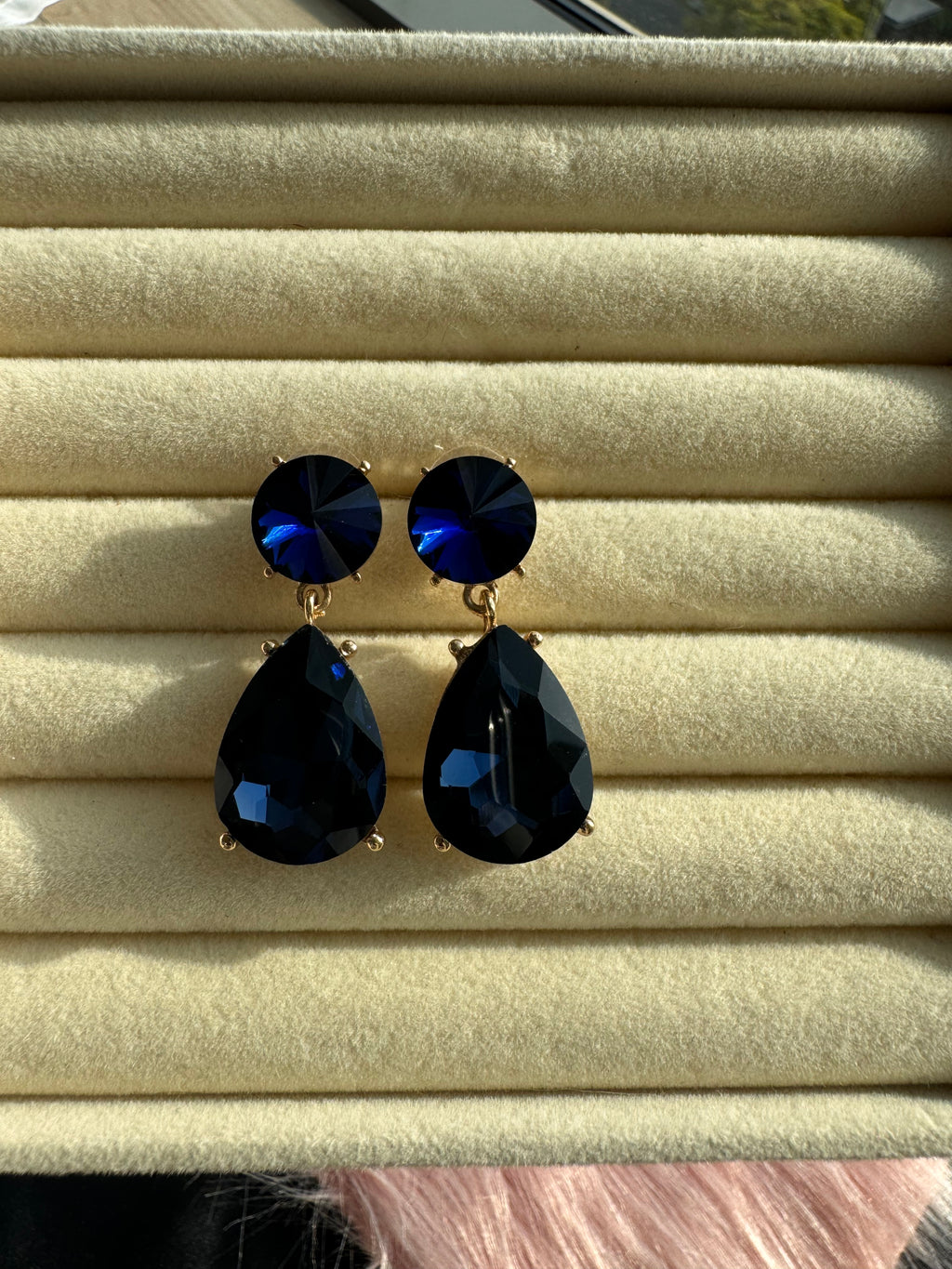 Midnight Sapphire Teardrop Crystal Earrings