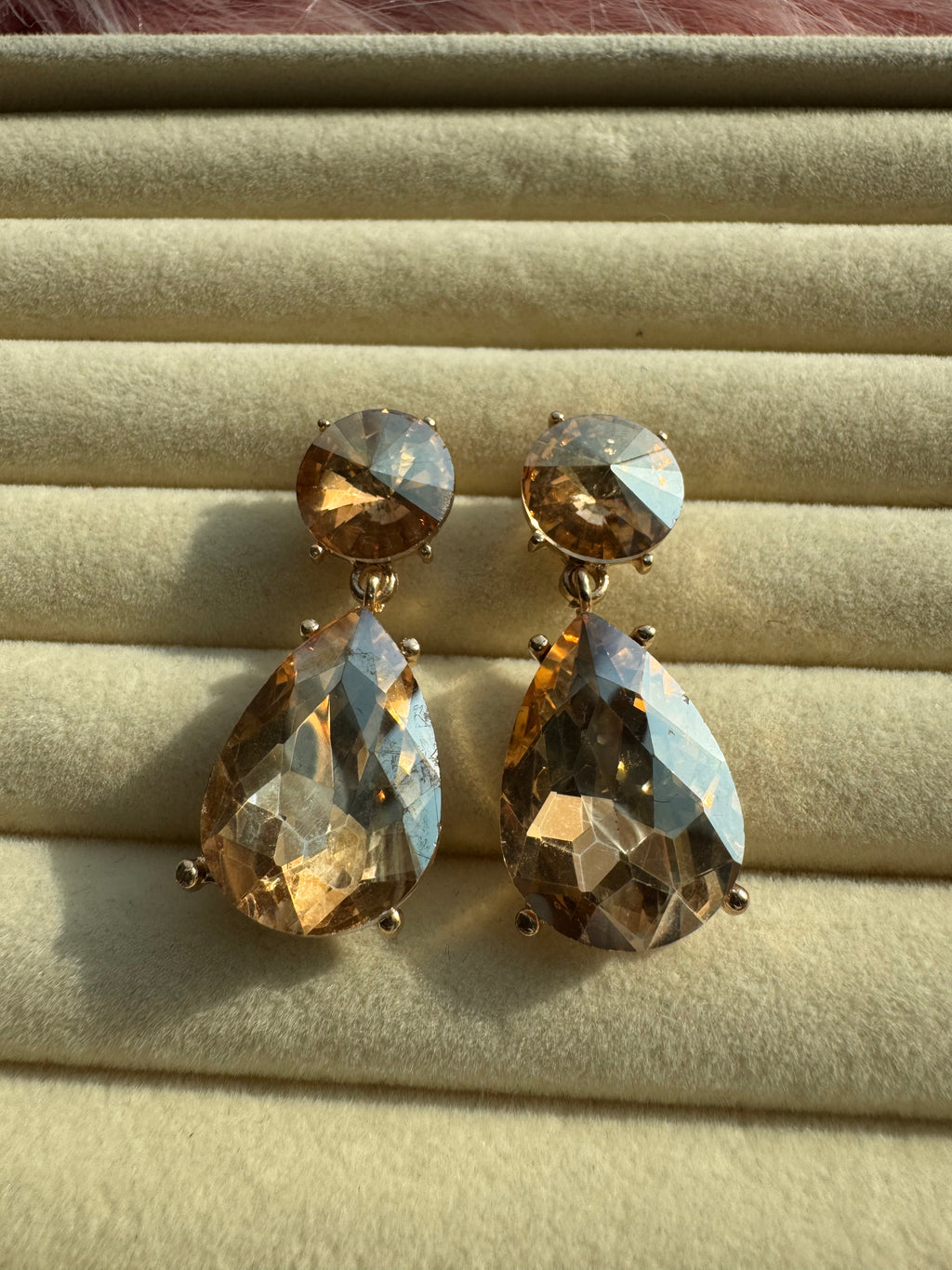 Golden Topaz Teardrop Crystal Earrings