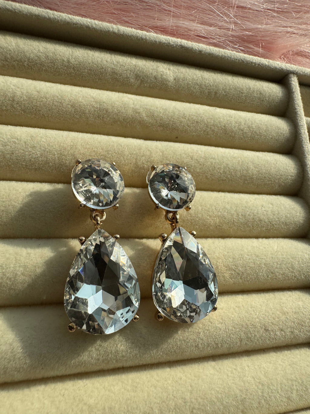 Clear Crystal Teardrop Drop Earrings