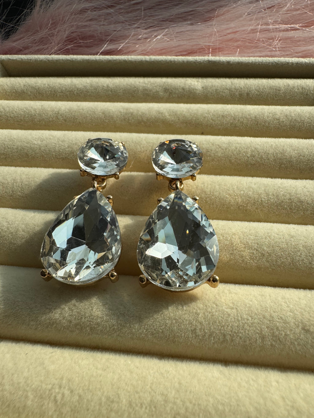 Clear Crystal Teardrop Drop Earrings
