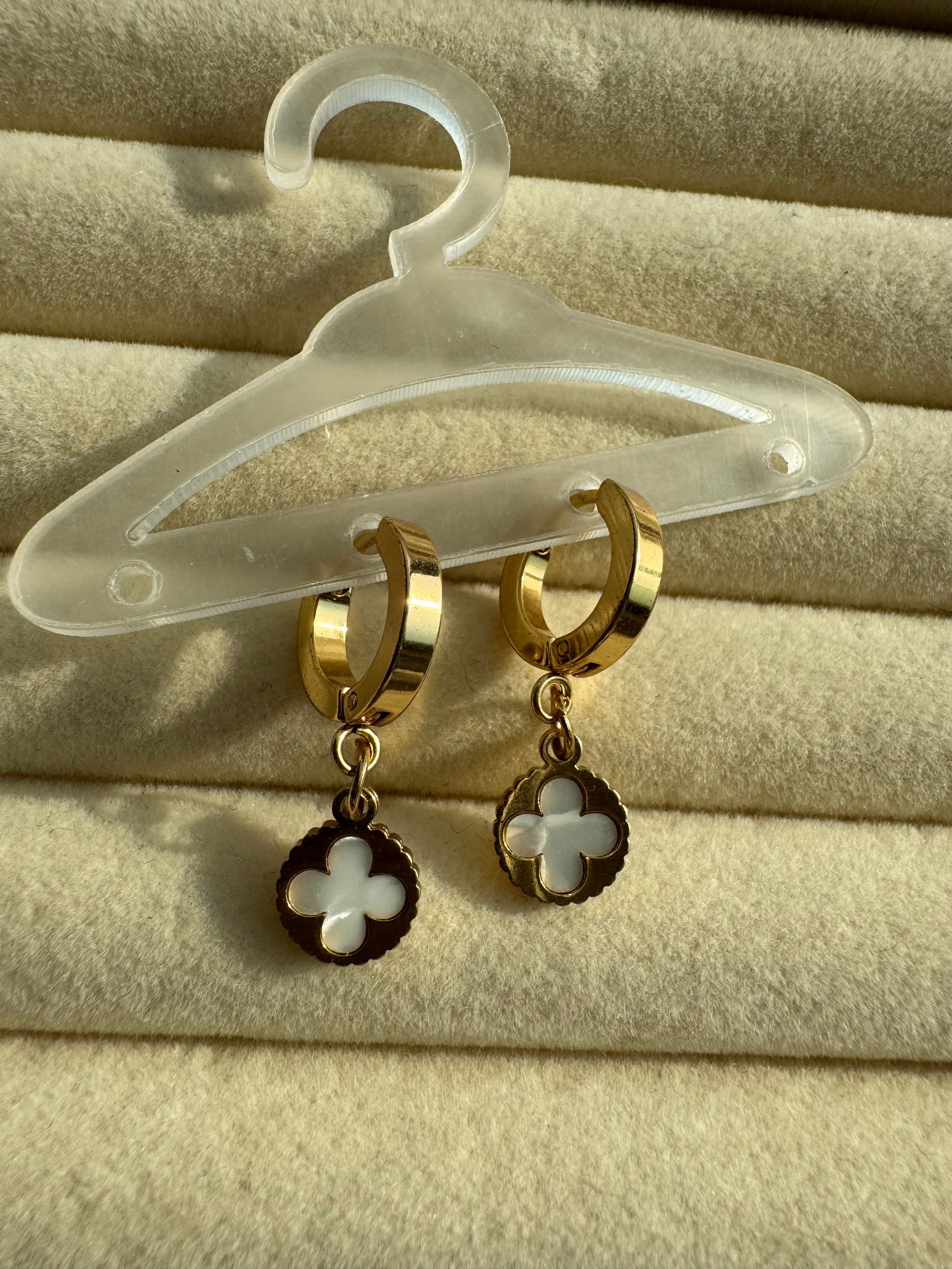 Clover Blossom Gold Huggie Earrings