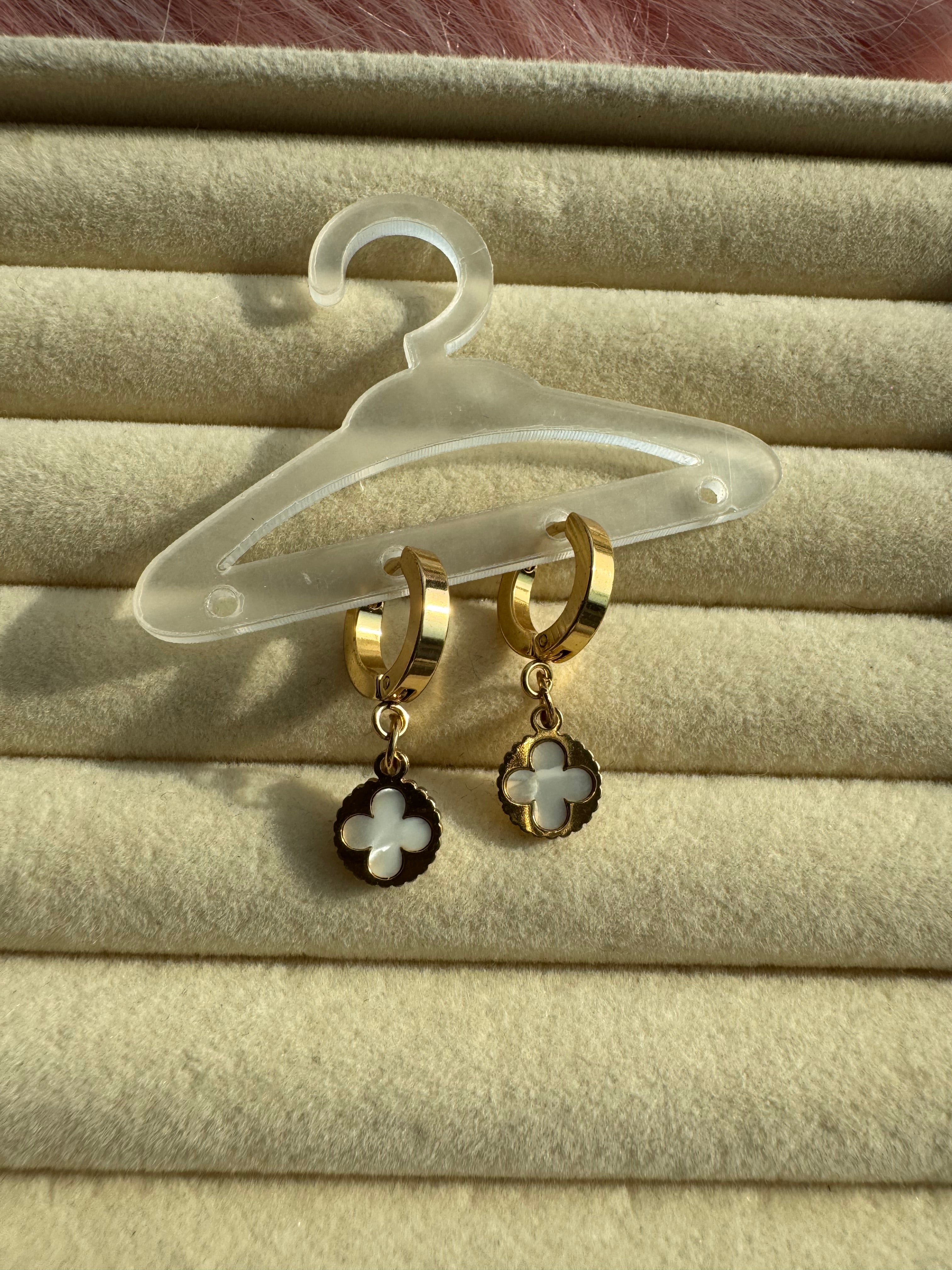 Clover Blossom Gold Huggie Earrings