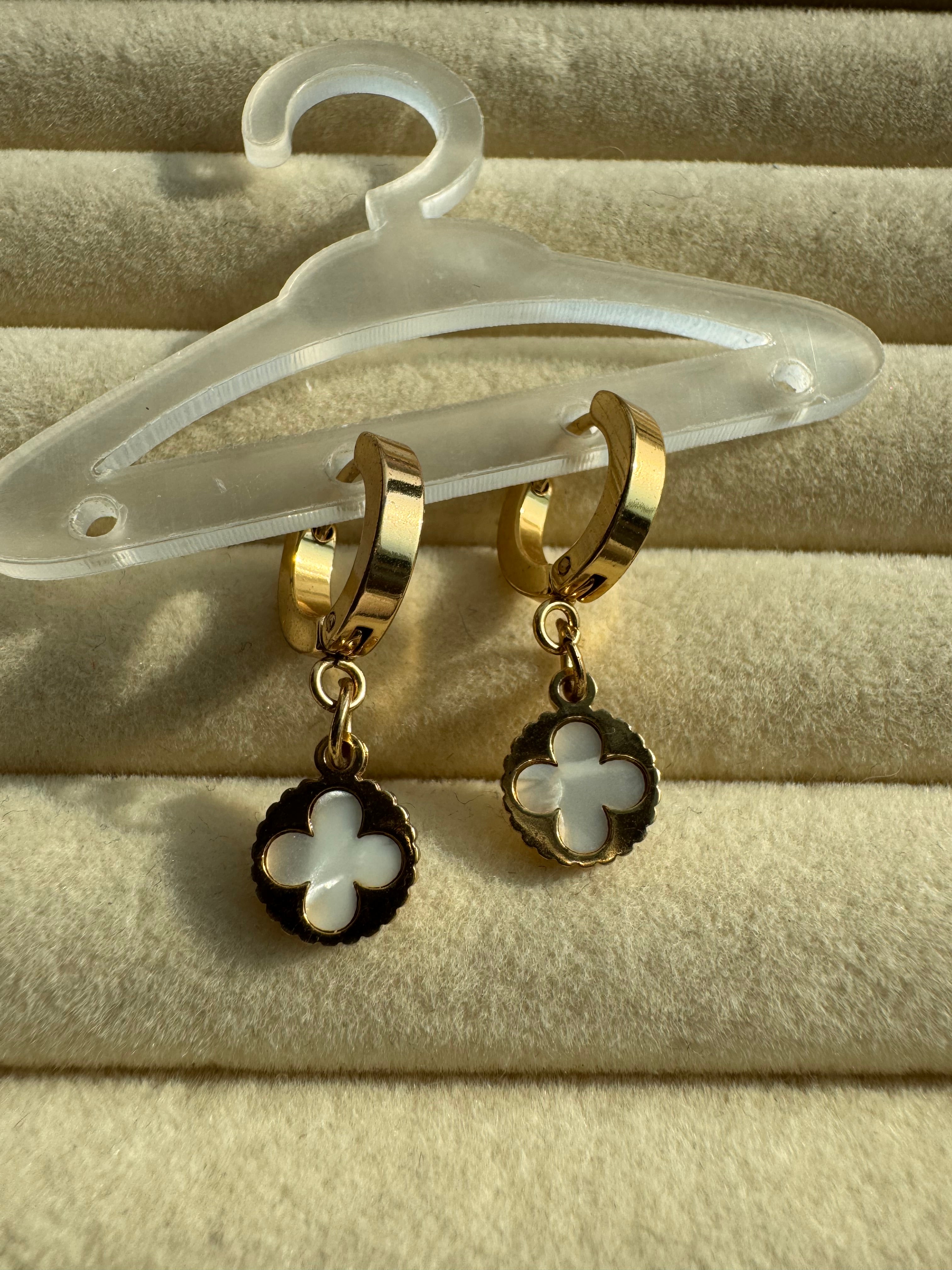Clover Blossom Gold Huggie Earrings