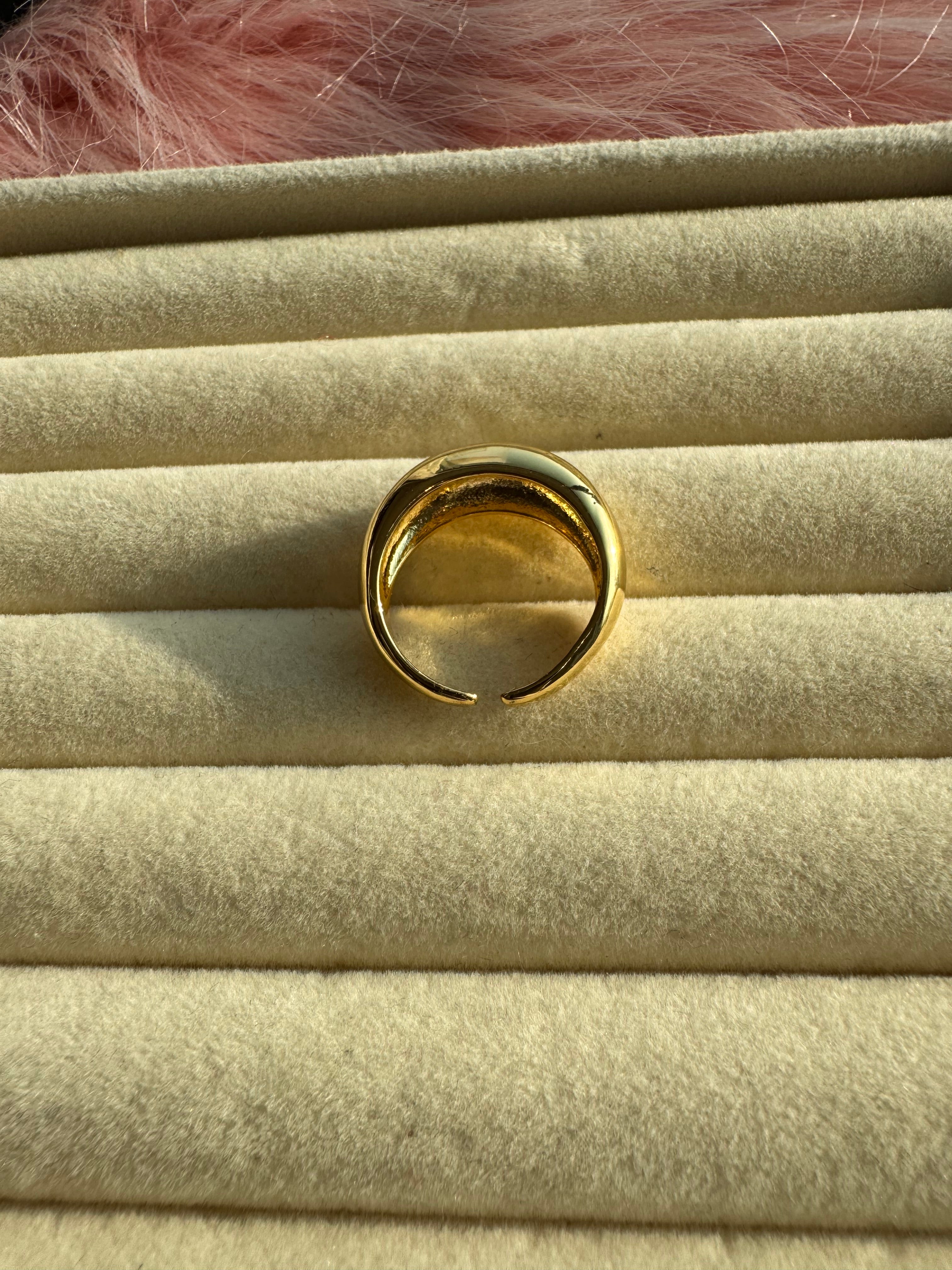 The Molten Curve Gold Adjustable Ring