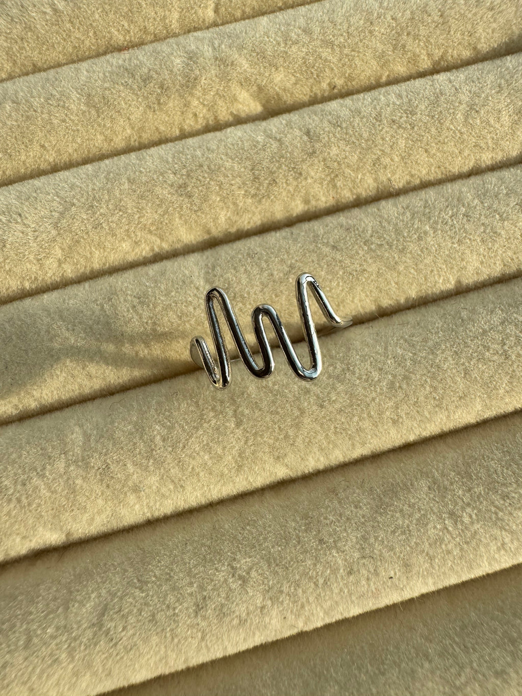 The Sculpted Soundwave Silver Adjustable Ring