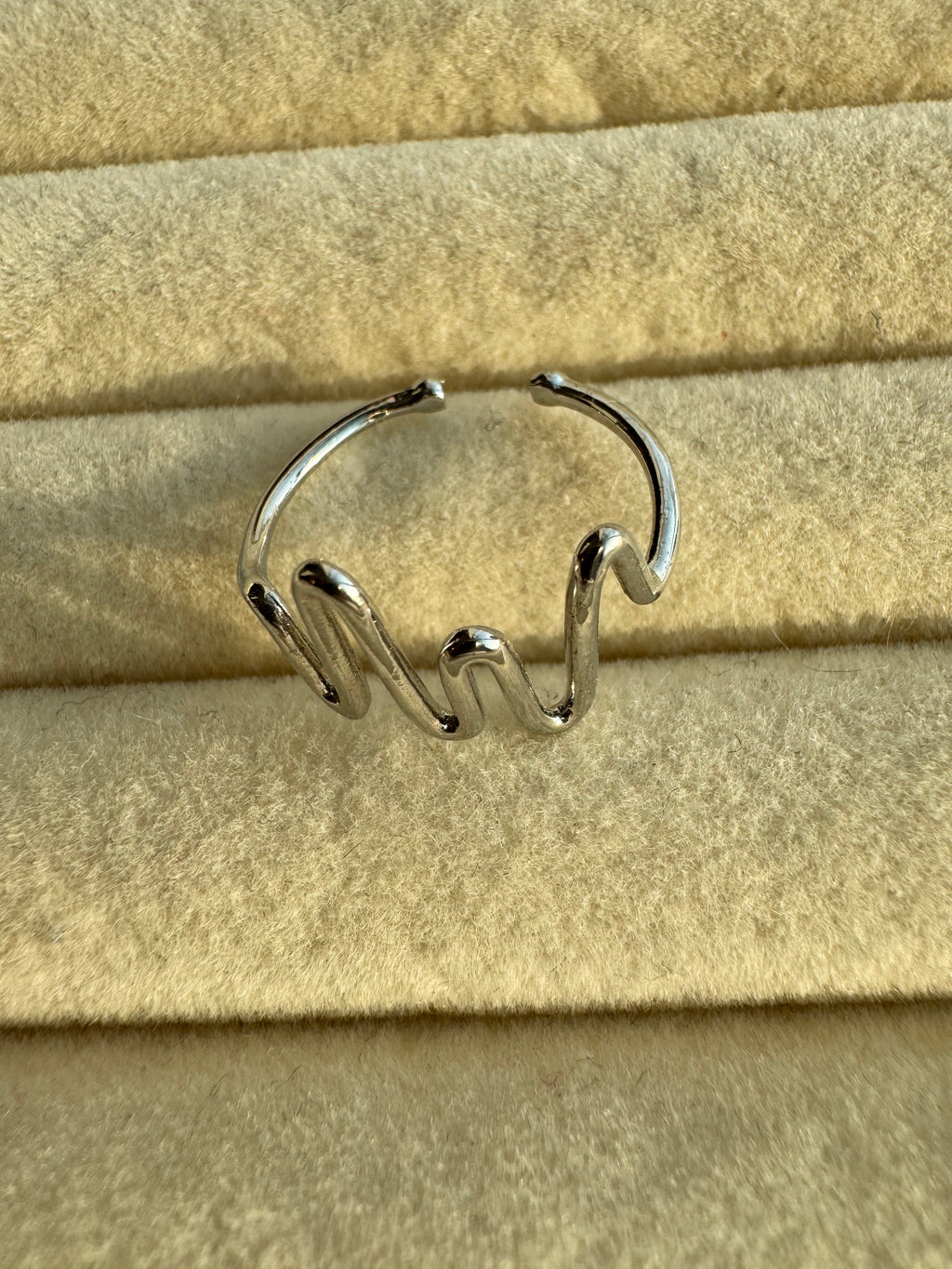 The Sculpted Soundwave Silver Adjustable Ring