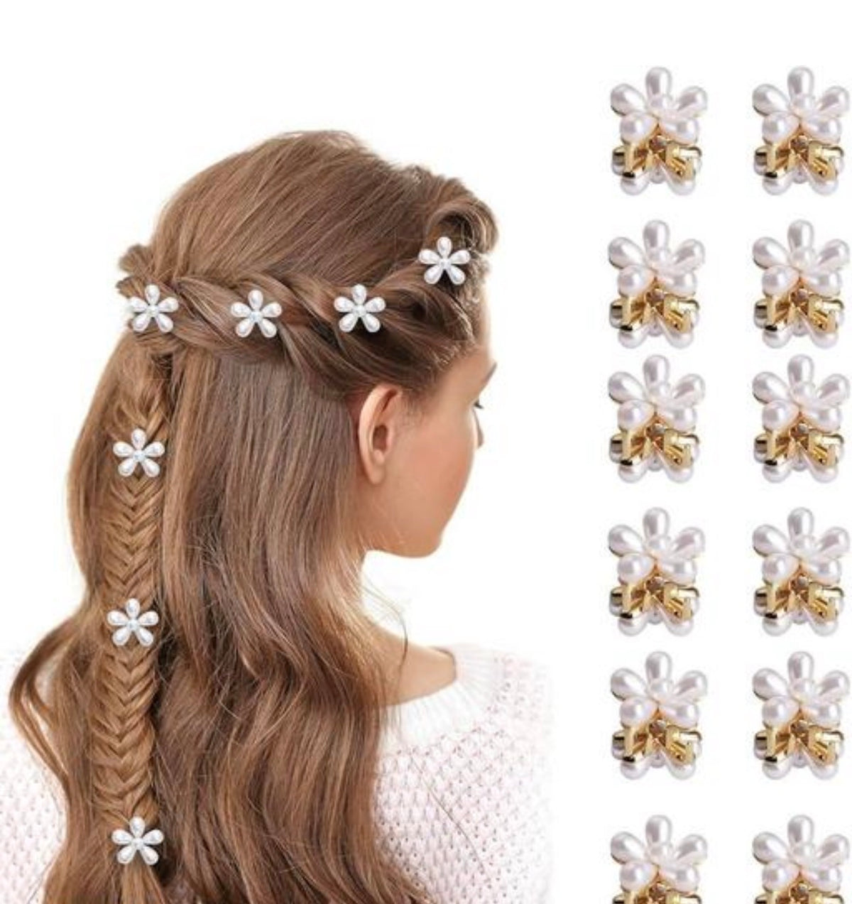Pearl Blossom Hair Clips – Set of 6